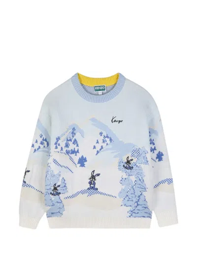 Kenzo Kids' Graphic-print Intarsia-knit Sweater In Neutral