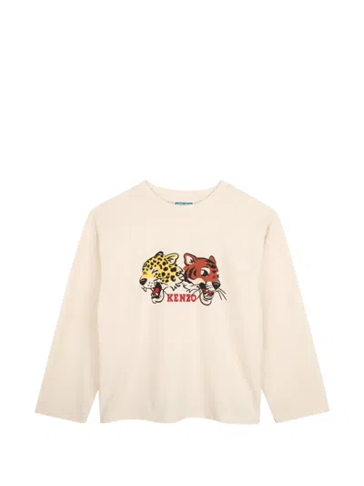 Kenzo Kids' Graphic-print Long-sleeve T-shirt In Neutral