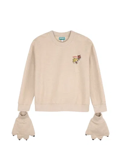 Kenzo Kids' Graphic-print Paw-attachment Sweatshirt In Multi