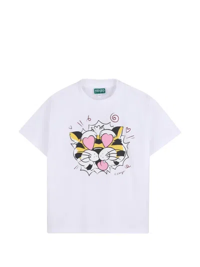 Kenzo Kids' Graphic-print Tiger T-shirt In White
