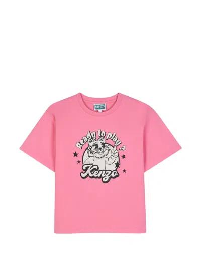 Kenzo Kids' Graphic-print T-shirt In Pink