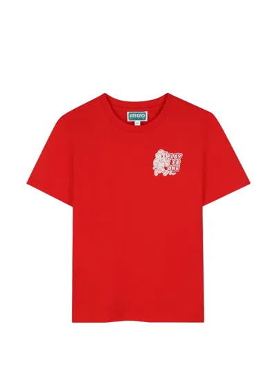 Kenzo Kids' Graphic-print T-shirt In Red