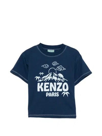 Kenzo Kids' Graphic-printed T-shirt In Blue