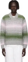 Kenzo Striped V-neck Sweater Long Sleeves In Multi