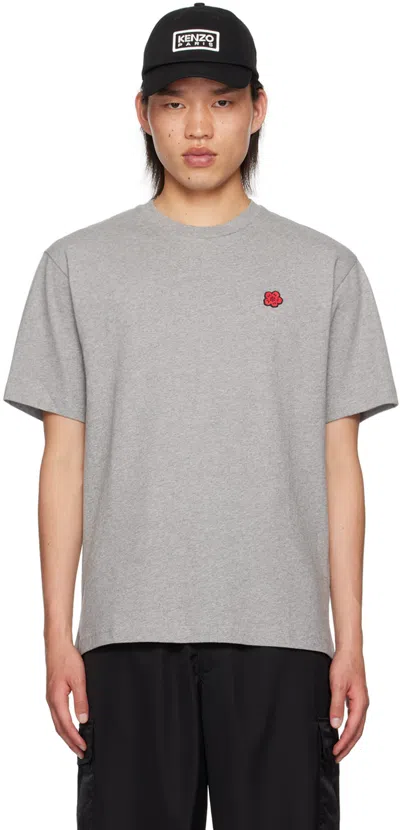 Kenzo Boke Flower Embroidered Classic T-shirt In Pearl Grey