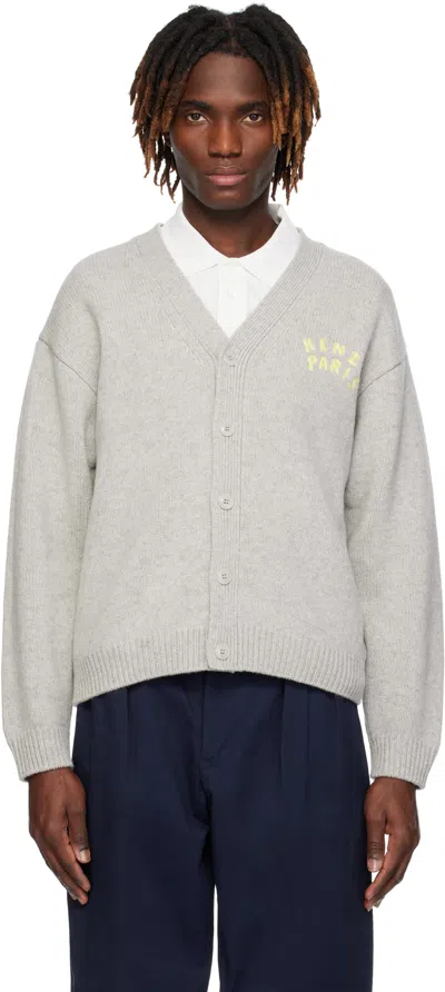 Kenzo Gray  Paris ' Dragonfly' Embroidered Cardigan In Pale Grey