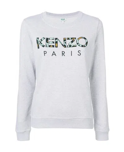 Kenzo Gray Logo Pullover In White