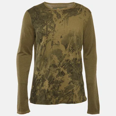 Pre-owned Kenzo Green Camouflage Pattern Cotton Knit Crewneck T-shirt M