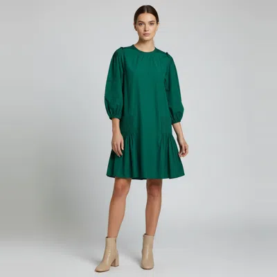 Pre-owned Kenzo Green Cotton Oversized Pleated Tunic Dress L