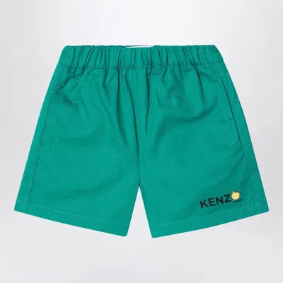 Kenzo Green Cotton Shorts With Logo