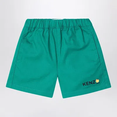 Kenzo Green Cotton Shorts With Logo