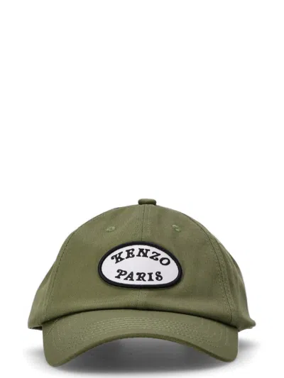 Kenzo Green Embroidered Logo Patch Baseball Hat
