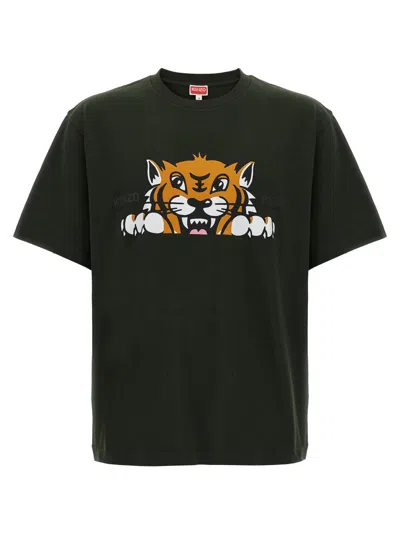 KENZO MEN GREEN HAPPY TIGER T-SHIRT, L LUXURY T-SHIRTS FOR MEN DARVEYS