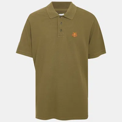 Pre-owned Kenzo Green Jersey Tiger Detail Polo T-shirt Xl