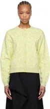 Kenzo Green  Paris 'hana Dots' Embroidered Cardigan In 39 Lemon
