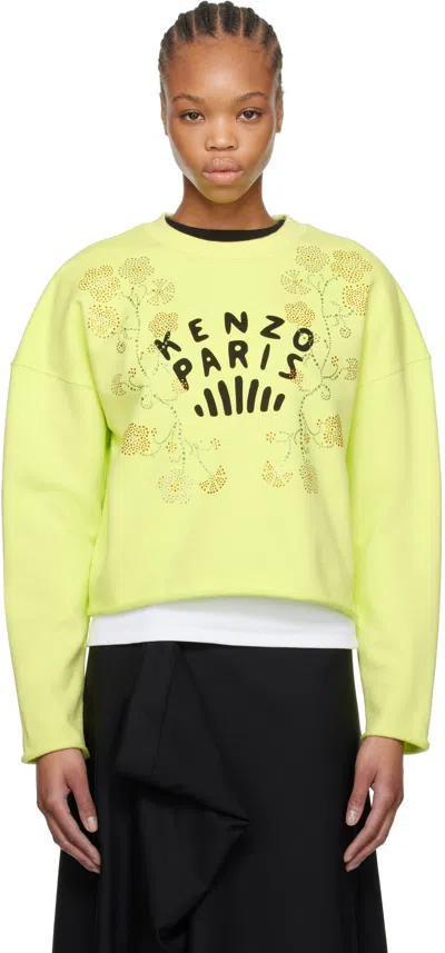 Kenzo Green  Paris ' Jungle Flower' Sweatshirt In 39 Lemon