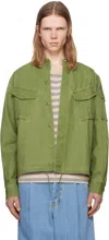 Kenzo Camicia Oversize In Cotone Verde Uomo In Pale Khaki