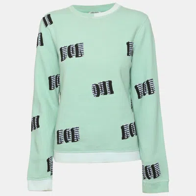 Pre-owned Kenzo Green Printed Jersey Sweater M