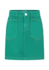 Kenzo Green Skirt For Girl With Logo In Green