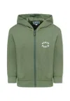 Kenzo Green Sweatshirt For Boy With Lucky Tiger In Green