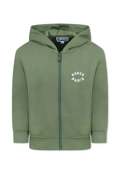 Kenzo Kids' Green Sweatshirt For Boy With Lucky Tiger