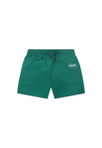 Kenzo Green Swim Shorts For Baby Boy With Logo