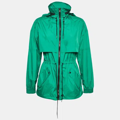 Pre-owned Kenzo Green Synthetic Zip-up Hooded Windbreaker Jacket M