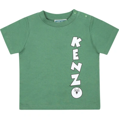 Kenzo Green T-shirt For Baby Boy With Logo