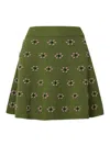 Kenzo Wool Floral Motif Mini Skirt In Verde
