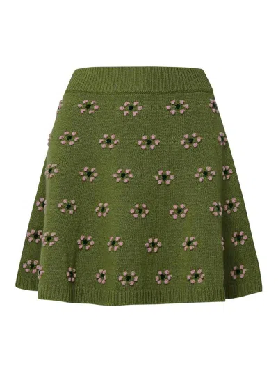 KENZO GREEN WOOL MINI SKIRT