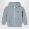Kenzo Grey Cotton Blend Zip Sweatshirt With Logo In Grey