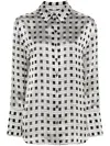 Kenzo Weave-print Satin Shirt In Grey