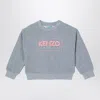 Kenzo Grey Cotton Blend Sweatshirt With Logo In Grey