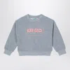Kenzo Grey Cotton Blend Sweatshirt With Logo In Gray
