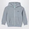 Kenzo Grey Cotton Blend Zip Sweatshirt With Logo In Grey