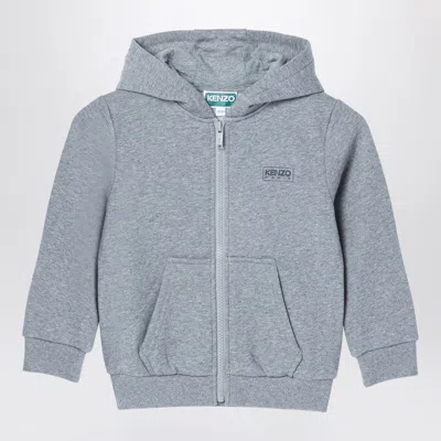 Kenzo Grey Cotton Blend Zip Sweatshirt With Logo