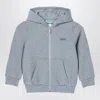 Kenzo Grey Cotton Blend Zip Sweatshirt With Logo In Gray