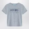 KENZO GREY COTTON T-SHIRT WITH LOGO