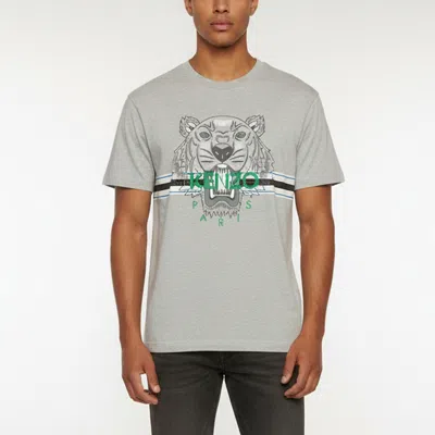 Pre-owned Kenzo Grey Logo Tiger Graphic Jersey Crewneck T-shirt S In Gray