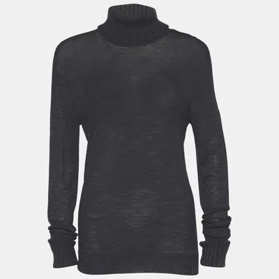 Pre-owned Kenzo Grey Long Sleeve Turtle Neck Top L