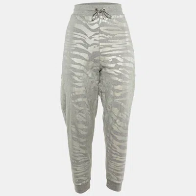 Pre-owned Kenzo Grey Metallic Print Cotton Jogger Pants L