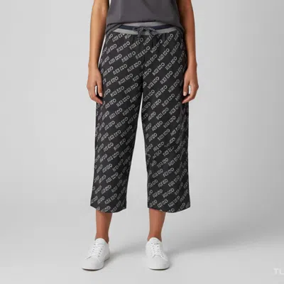 Pre-owned Kenzo Grey Monogram Cotton Cropped Track Pants L In Gray