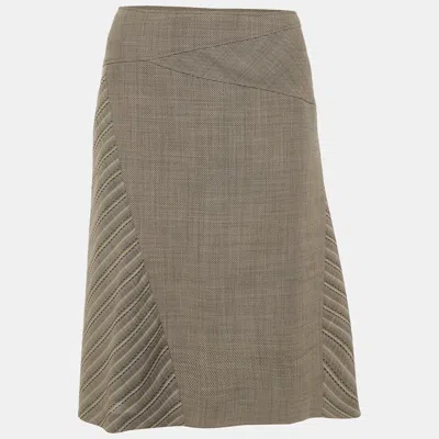 Pre-owned Kenzo Grey Panelled Wool A-line Knee Length Skirt S In Gray
