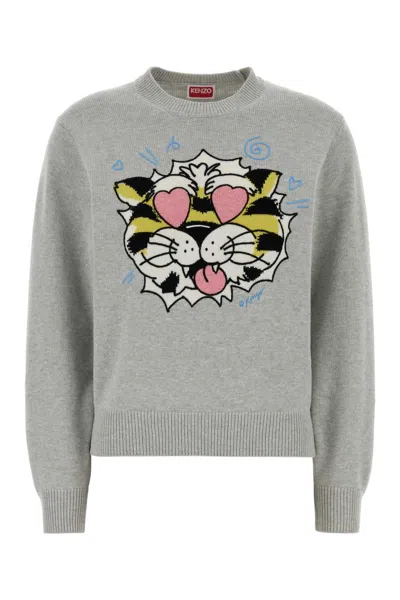 Kenzo Grey Wool Blend Sweater In Gray