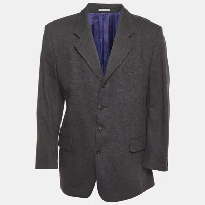 Pre-owned Kenzo Grey Wool Single Breasted Blazer Xl In Gray