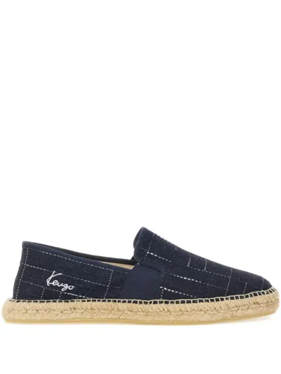Kenzo Grid-pattern Espadrilles In Blue