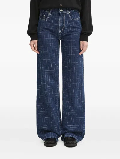 Kenzo Grid-pattern Jeans In Blue