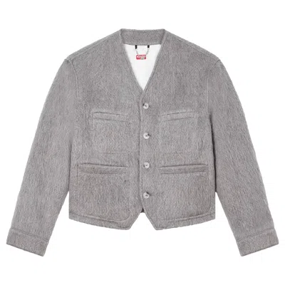 Pre-owned Kenzo Hairy Collarless Jacket 'grey' | Men's Size Xl In Gray