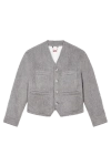Kenzo Hairy Collarless Jacket Pale Grey In Gray