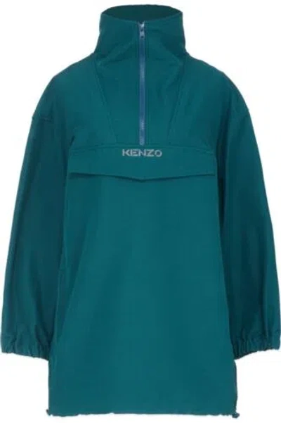 Pre-owned Kenzo Half Zip Windbreaker Sz M In Green/blue